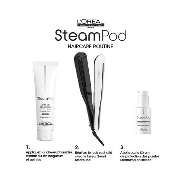 Steampod | Lait de Lissage Vapo-Activé pour Cheveux Fins | Formule Vegan | Double Action : Lissage et Protection | 150 ml | L