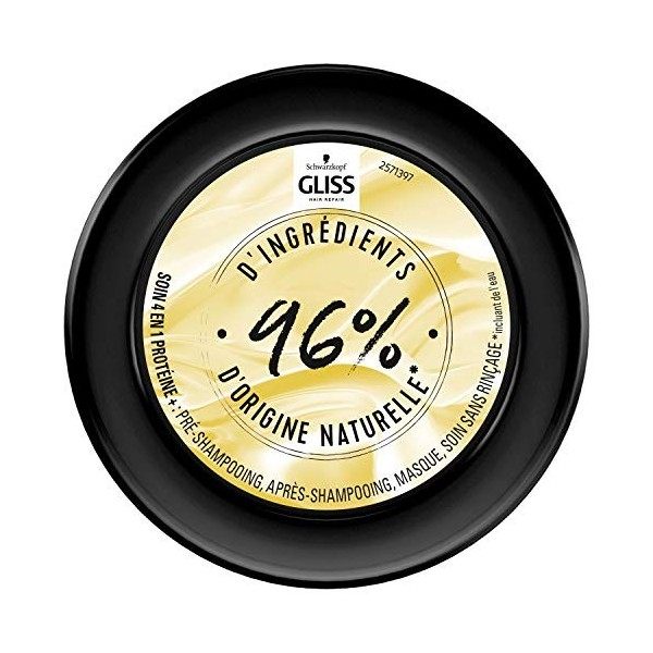 Schwarzkopf - Gliss - Masque Cheveux Soin Miracle Nourrissant 4 en 1 - Cheveux secs/abîmés - Soin Cheveux - 96% dingrédients