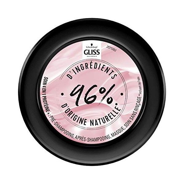 Schwarzkopf - Gliss - Masque Soin Miracle Eclat 4 en 1 - Cheveux abîmés et colorés - Soin Cheveux - 96% dingrédients dorigi