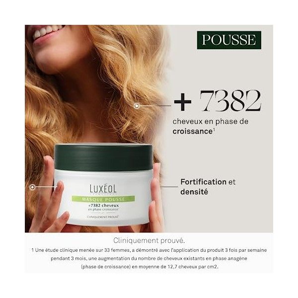 Luxéol – Masque Pousse – Aide à la Pousse des Cheveux* – Apporte Force & Densité* – Cliniquement Prouvé* – 200 ml