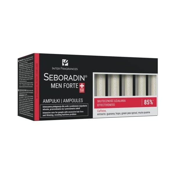 Seboradin Ampoules FORTE pour Hommes, Anti-chutes, Traitement Intensif de Calvitie, 14 Ampoules de 5,5 ml