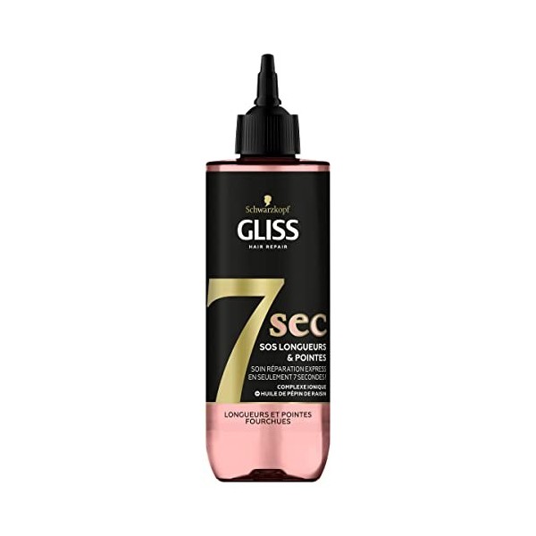 Schwarzkopf - Gliss – Soin Réparation Express 7 Secondes – SOS Longueurs & Pointes – Longueurs et Pointes Fourchues – Souples