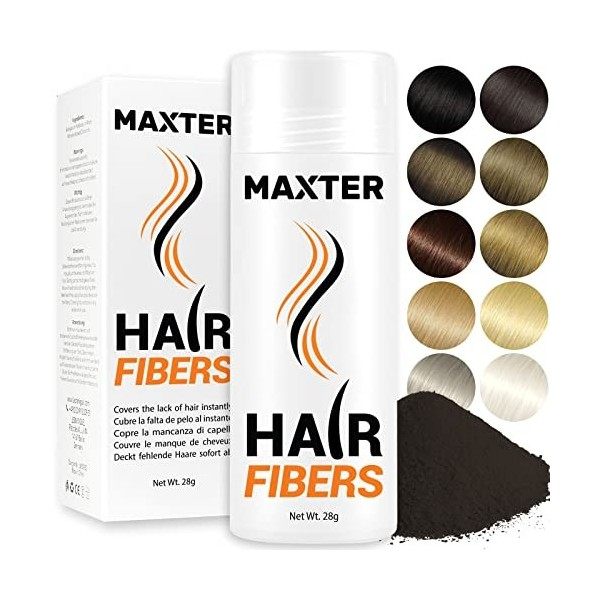 Maxter Fibre Capillaire - Cache Instantanément le Manque de Cheveux - Poudre de Microfibre de Coton 100% Naturel pour Hommes 