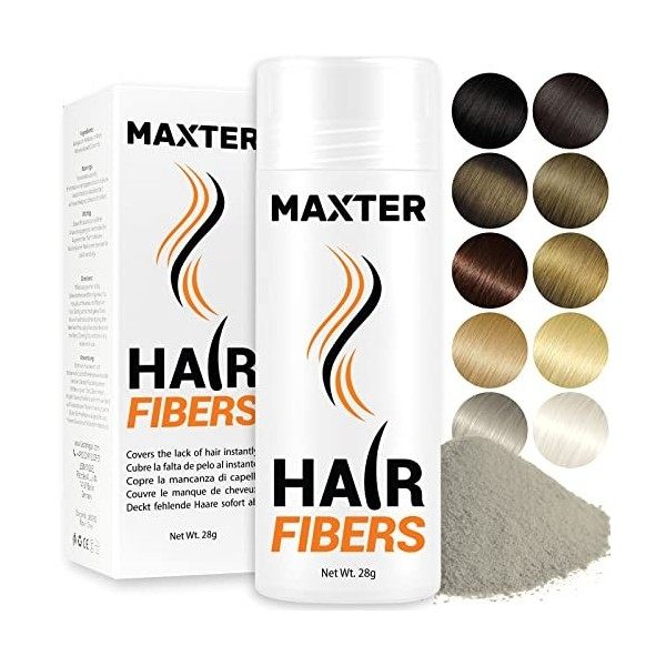 Maxter Fibre Capillaire - Cache Instantanément le Manque de Cheveux - Poudre de Microfibre de Coton 100% Naturel pour Hommes 