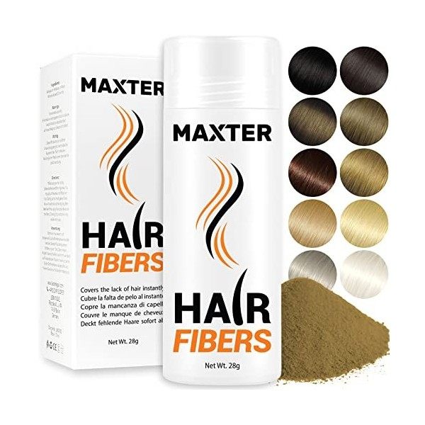 Maxter Fibre Capillaire - Cache Instantanément le Manque de Cheveux - Poudre de Microfibre de Coton 100% Naturel pour Hommes 