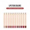 Rouge à lèvres 12 couleurs Crayon imperméable Lip Liner Set contours cosmétiques Set à contour Stylo avec couvercle longue Bo