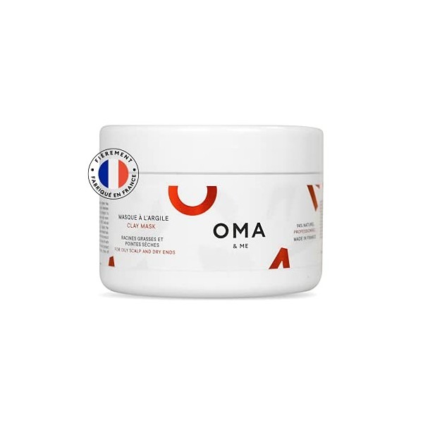 OMA & ME Masque Après-Shampoing Cheveux Gras à lArgile | Soin cheveux gras Racine Grasse pointe sèche | Nettoie, Purifie, Dé