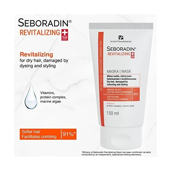 Seboradin Masque Revitalisante, pour Hommes et Femmes, Extraits naturels, pour cheveux abîmés au Ginseng, 150 ml