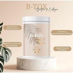 Soin Masque B-tox Capillaire Biotine & Collagène 1000 ML + 1 bonnet pour le soin + 1 Huile de Ricin Naila Store Pour Cheveux 