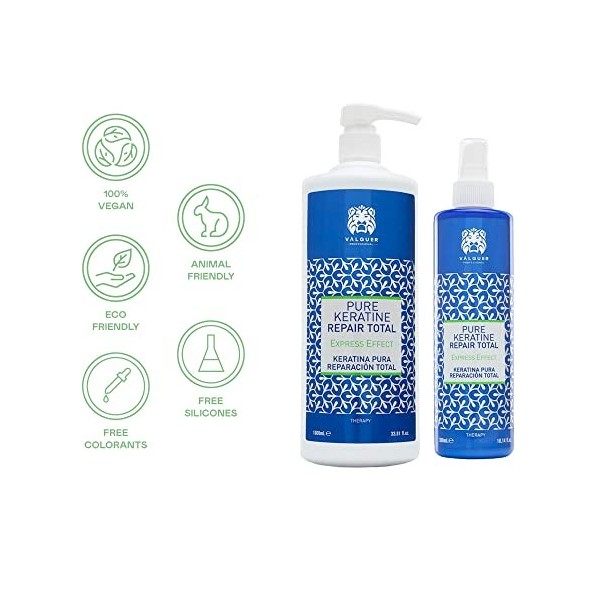 Válquer Professional Kératine Pure pour les cheveux Total Repair, cheveux abîmés, sans sulfate, sans silicone, sans sel, répa