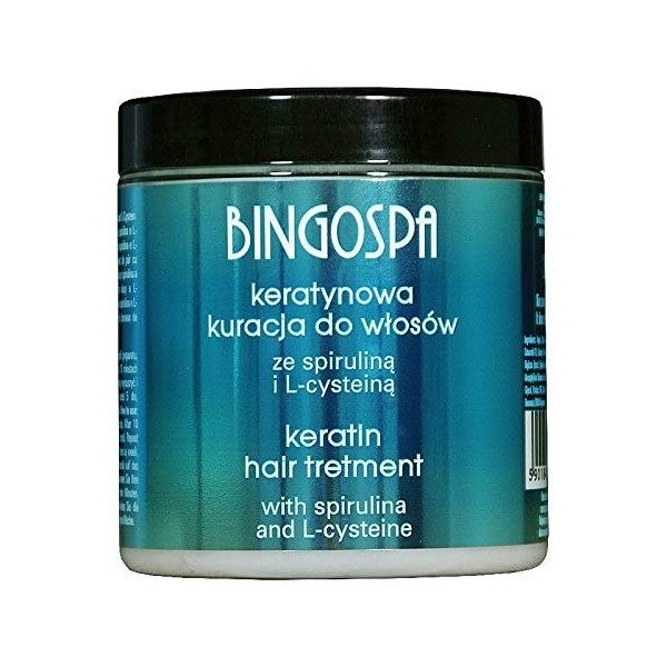 BINGOSPA Soin capillaire à la kératine pour les cheveux cassants, les cheveux abîmés et les pointes fourchues à la spiruline 