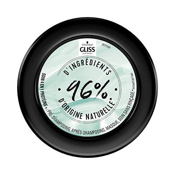 Schwarzkopf - Gliss - Masque Soin Miracle Hydratant 4 en 1 - Cheveux secs, abîmés - Soin Cheveux - 96% dingrédients dorigin