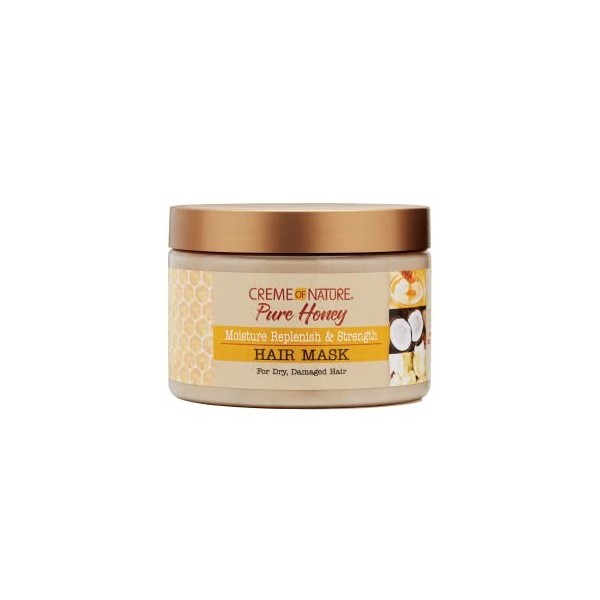 Creme of Nature, Pure Honey, Masque Crème Réparateur à base de noix de coco, beurre de karité et miel, hydrate et prévient la