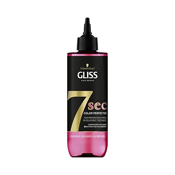 Schwarzkopf - Gliss – Soin Réparation Express 7 Secondes – Color Perfector – Cheveux Colorés ou Mêchés – Intensité et Eclat –