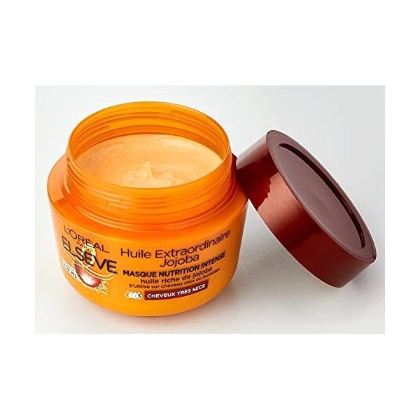 LOréal Paris Elseve Huile Extraordinaire Jojoba Masque Nutrition Intense Enrichi en Huile de Jojoba pour Cheveux Très Secs 1