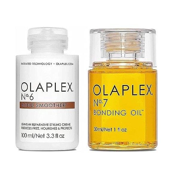 Lot composé d’une crème de coiffage réparatrice Olaplex N° 6 Bond Smoother et d’une huile réparatrice Opaplex N° 7 Bonding Oi