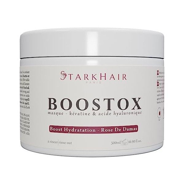 Starkhair Masque Soin Cheveux Boostox Capillaire Professionnel à la Rose De Damas, fabriqué en France, Kératine - Acide Hyalu