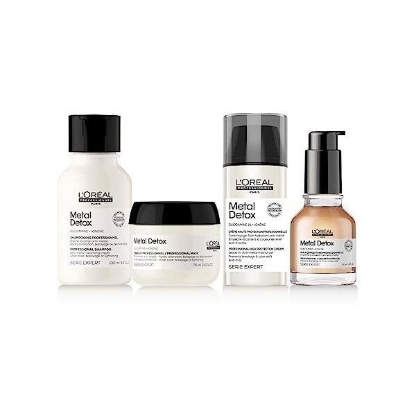 L’Oréal Professionnel, Kit de Soins pour Cheveux Abîmés & Cassants, Action Anti-Métal & Anti-UV, Shampoing Détoxifiant + Masq