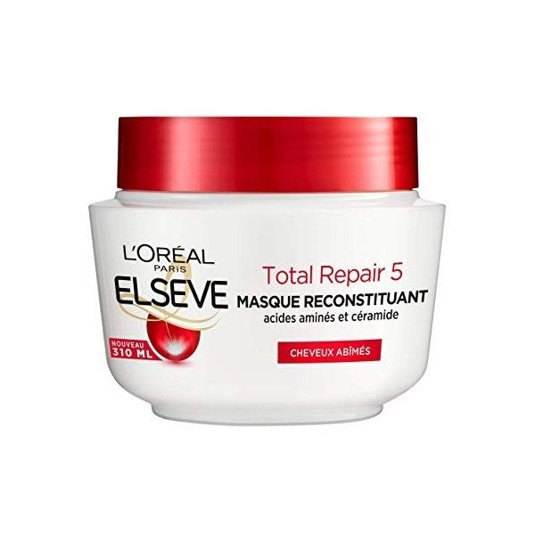 LOréal Paris Elseve Total Repair 5 Masque Reconstituant Enrichi en Acides Aminés/Céramide pour Cheveux Abimés 1 Unité