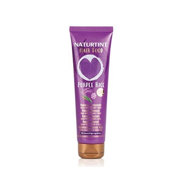 Naturtint Hair Food Purple Rice Masque Hydratation pour Cheveux Secs/Crépus Doux/Brillants/Soyeux Spécial 99% dIngrédients N