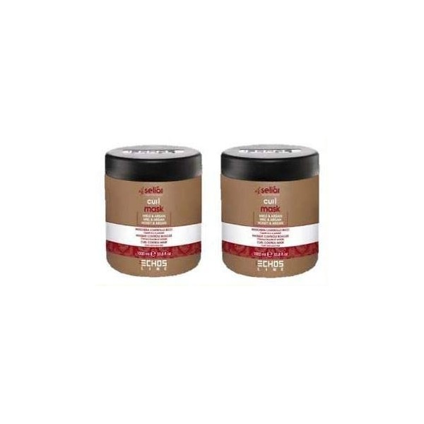 ECHOSLINE SELIAR CURL Lot de 2 masques de contrôle des cheveux bouclés et ondulés 1000 ml