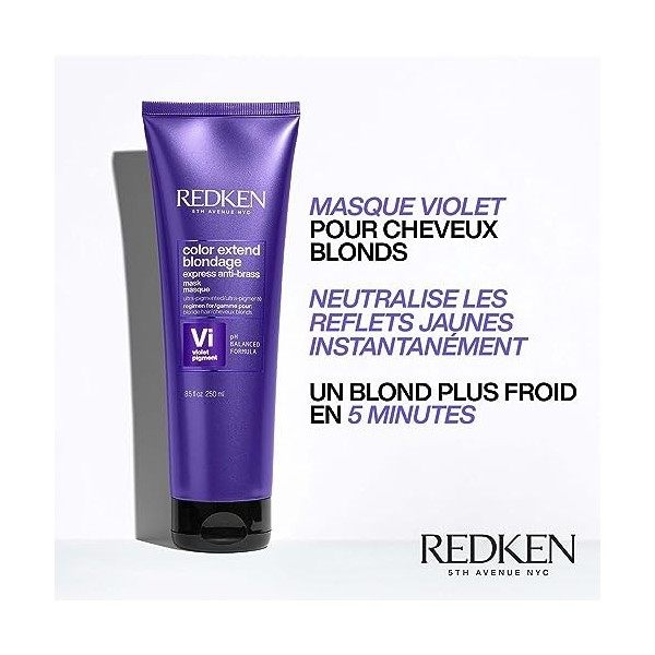 Redken, Masque Violet Neutralisant Express pour Cheveux Blonds, Riche en Protéines, Color Extend Blondage, 250 ml