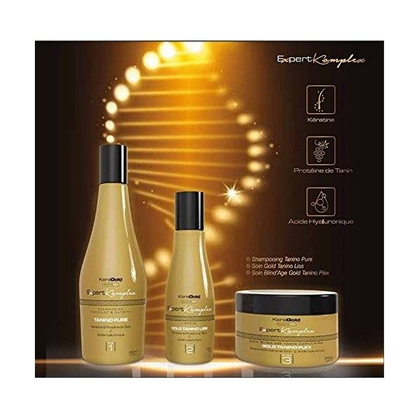 KeraGold Collection 24K - Soin complet 2en1 Kit lissage + Blindage Taninoplex Expert komplex Gold Tanino System