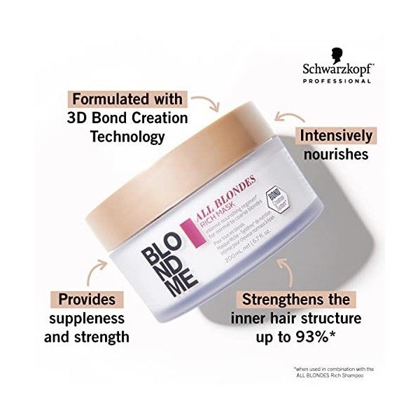 Schwarzkopf blondme keratin restore all blondes rich mascarilla 500ml