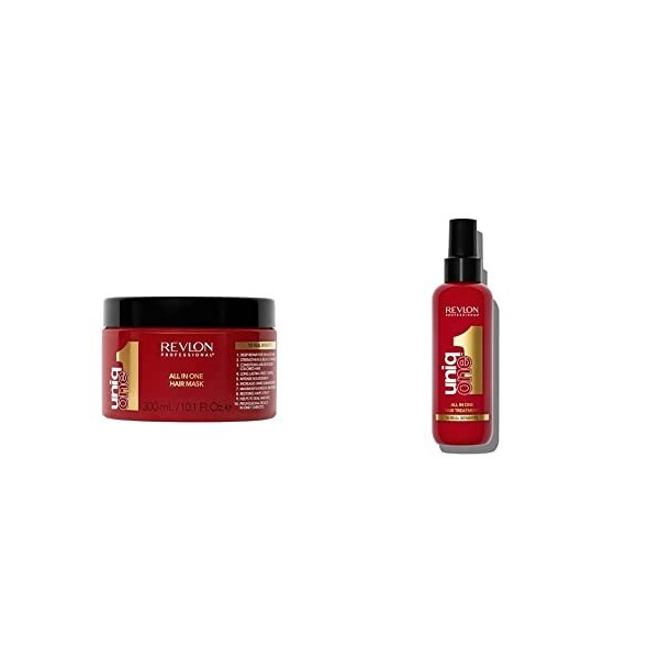 REVLON PROFESSIONAL Uniqone Super Masque pour Cheveux Secs/Très Secs/Abimés 10 Bienfaits Super10R Mask, 300ml & UniqOne Masqu