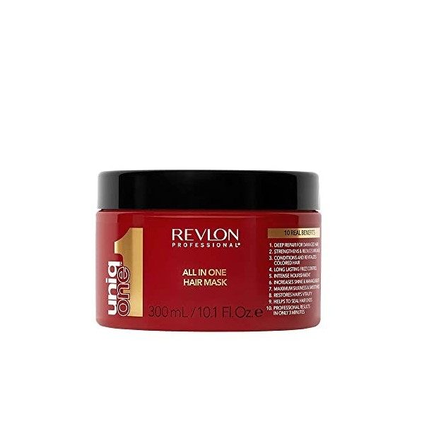 REVLON PROFESSIONAL Uniqone Super Masque pour Cheveux Secs/Très Secs/Abimés 10 Bienfaits Super10R Mask, 300ml & UniqOne Masqu