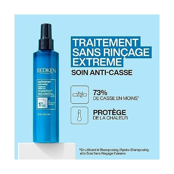 Redken, Soin Anti-Casse & Protecteur de Chaleur pour Cheveux Abimés, Sans Rinçage & Riche en Protéines, Extreme Anti-Snap, 25