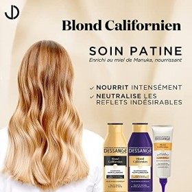 Dessange - Soin Patine Nutri-Correcteur - Formule Enrichie au Miel de Manuka - Blond Californien - 150 ml & Shampooing Bleu N