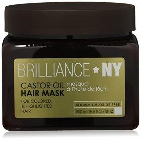 BRILLANCE NEW YORK - Masque, Soin Capillaire à l’Huile de Ricin et d’Argan Stimule la Pousse, Anti-chute - Hydrate, Nourrit, 