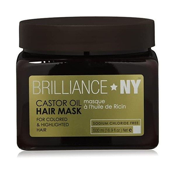 BRILLANCE NEW YORK - Masque, Soin Capillaire à l’Huile de Ricin et d’Argan Stimule la Pousse, Anti-chute - Hydrate, Nourrit, 