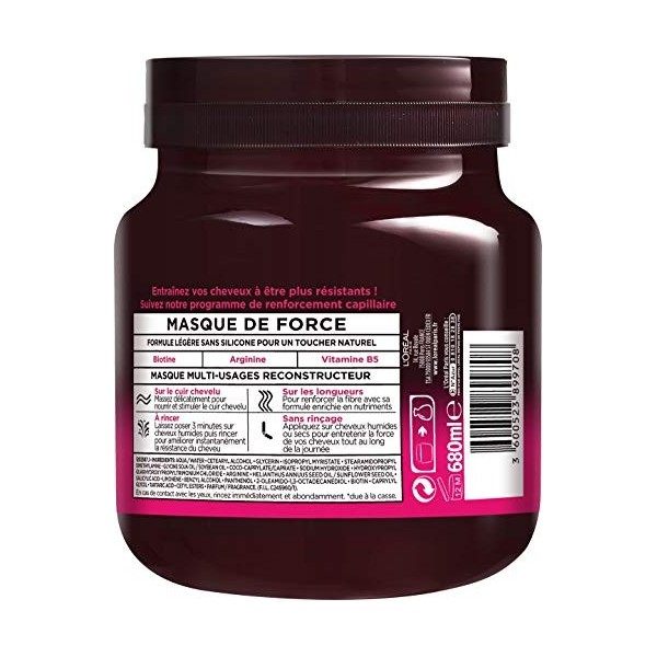 LOREAL PARIS Full Resist Masque de Force Multi-Usagers Enrichi en Compléments Capillaires AA128200