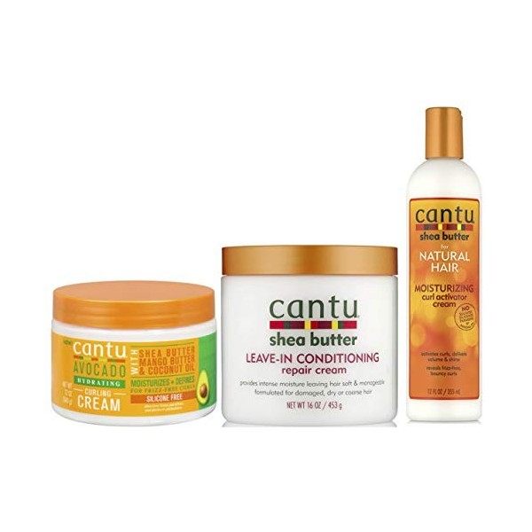 Cantu Avacado Curling Cream, Cantu Shea Butter Repair Cream & Cantu Shea Butter Curl Activator CReam Lot de 3 