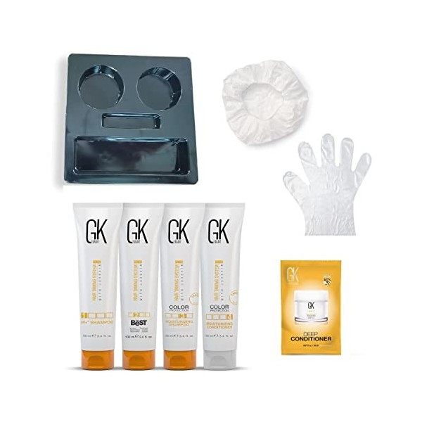 GK HAIR Global Keratin The Best Consumer Box Kit 300ml/10.1 Fl Oz Traitement lissant à la kératine Professional Brazilian C S...