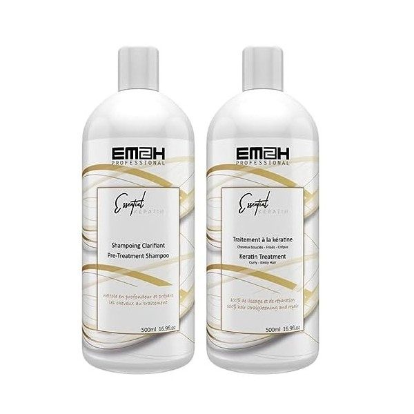 Essential Keratin - Kit de Lissage Brésilien 2 x 500 ml - Cheveux Afro - Très abîmés