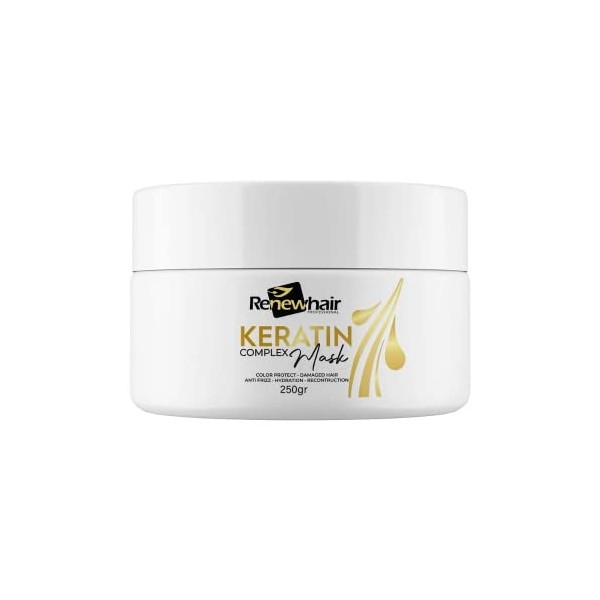 Renew Hair Professional Masque capillaire à la kératine restauration et traitement anti-frisottis 300 g RH Hair