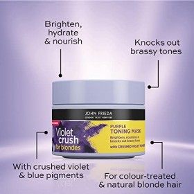John Frieda Violet Crush Purple Toning Hair Mask for Blonde Hair 250 ml, Purple Toning Hair Mask for Brassy Blonde Hair