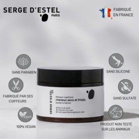 SERGE DESTEL PARIS Masque Cheveux Secs et Frisés 250g Nourrit Intensémment Élimine les Frisottis Apporte Douceur et Brillanc