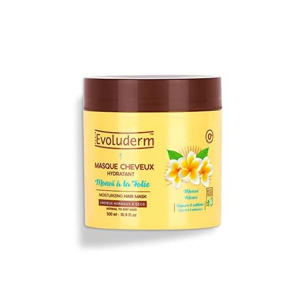 EVOLUDERM - Masque Cheveux Hydratant Monoï à la Folie - 500 ml - Fabrication Française