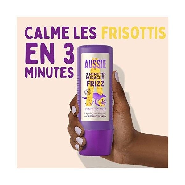 Aussie 3 Minute Miracle Nourish Soin Intensif Végan Pour Cheveux Frisés Et Avec Frisottis, À l’Extrait De Graines De Chanvre 