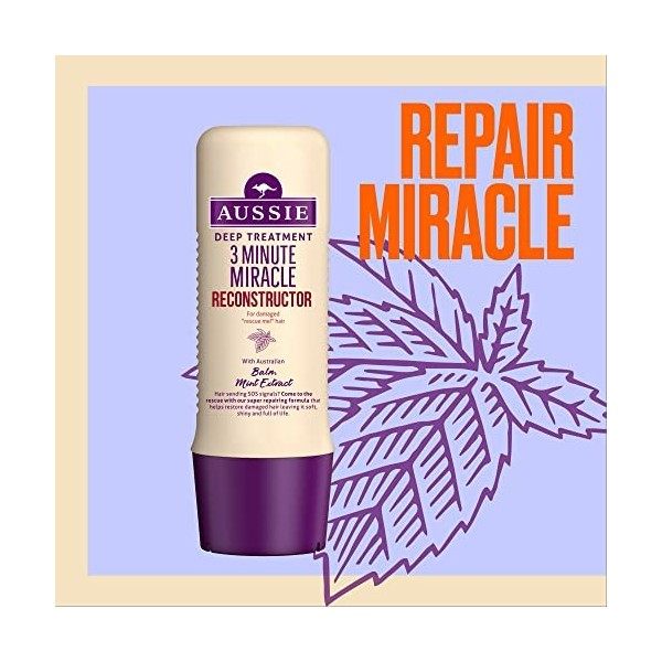 Aussie 3 Minute Miracle Reconstructor Soin Intensif pour Cheveux Abîmés 250 ml