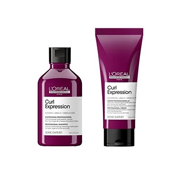 LOréal Professionnel, Routine Curl Expression, Cheveux Frisés, Shampoing Crème Lavante, Crème de Définition, Masque Hydratan