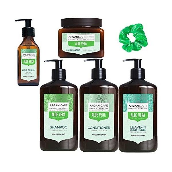 ARGANICARE - Gamme ALOE VERA - 5 Produits Purifiant +1 Chouchou De Couleur Aléatoire Offert