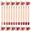 12 couleurs Matte Lip Liner Pens Set Longue durée Crémeux Lip Liner Naturel Maquillage des Lèvres Crayons Doux Ensemble de ro