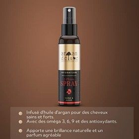 Spray hydratant 2 phases Argan Deluxe – Soin capillaire avec formule de soin pour des cheveux brillants –Spray pour cheveux t
