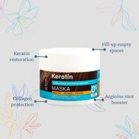 Dr. Santé Keratin Masque pour cheveux Collagène et arganine régénérant profondément 300 ml 0% Parabènes et huiles minérales