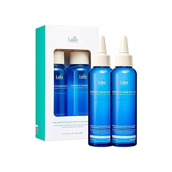 LADOR Perfect Hair Fill-Up Filler Duo 100 + 100 ml Hair Treatment Hydrate les Cheveux Donne un Éclat Sain Retour Normalise p